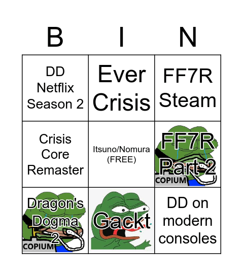 FF7R & DD Anniversary Bingo Card