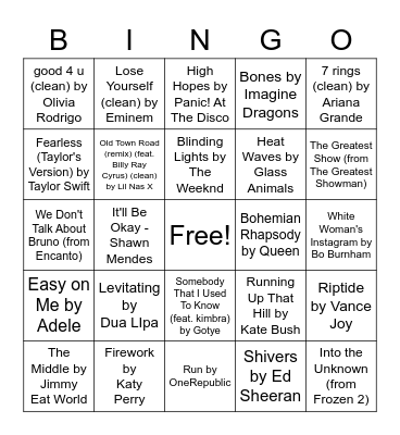 Meeker Music Bingo 2022! Bingo Card