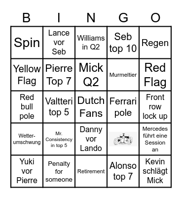 Canadian GP Bingo Card