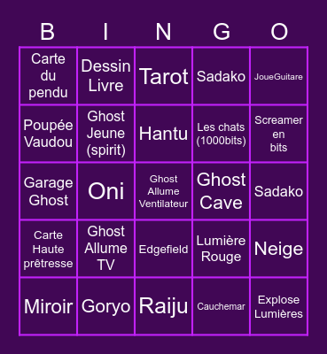 BINGO PHASMO Jasquier Bingo Card