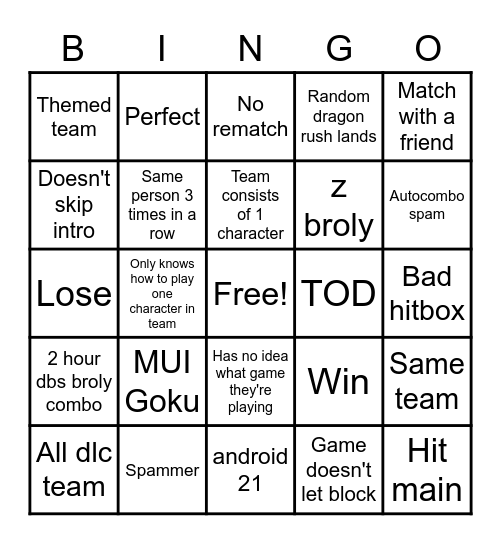 DBFZ Bingo Card