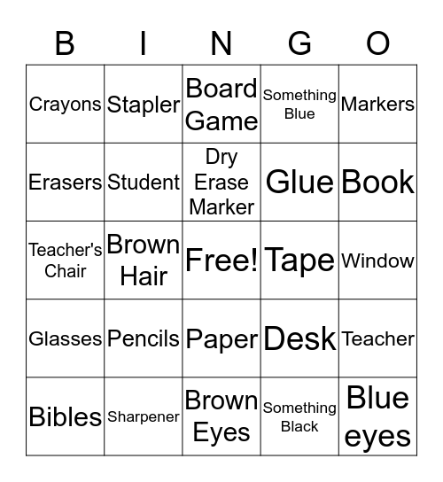 Sunday School Scavenger Hunt Bingo Card