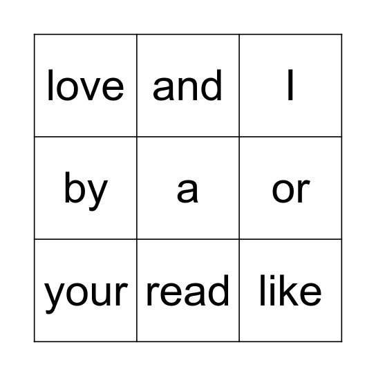 Bridger Sight Word 1 Bingo Card