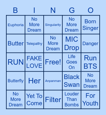 BTS Blackout Bingo Card