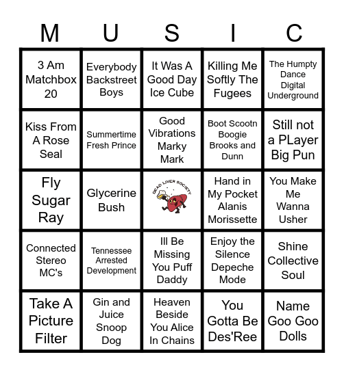 90's Hits Vol 2 Bingo Card