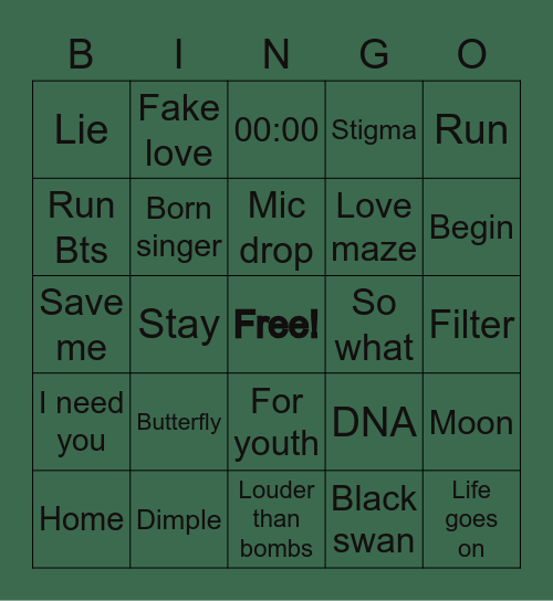 @btslovelydovely Bingo Card
