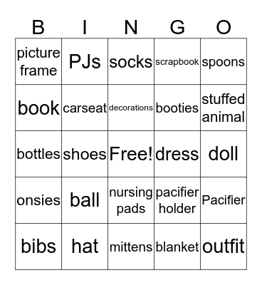 Baby Bingo Card