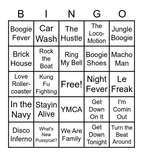 Disco Bingo Card