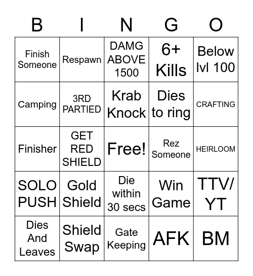 Untitled Bingo Card