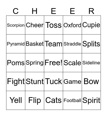 Cheer BINGO Card