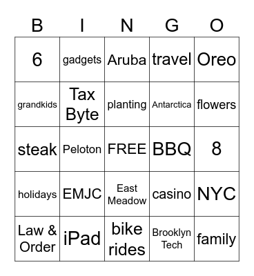 Happy 70th Bingo Card