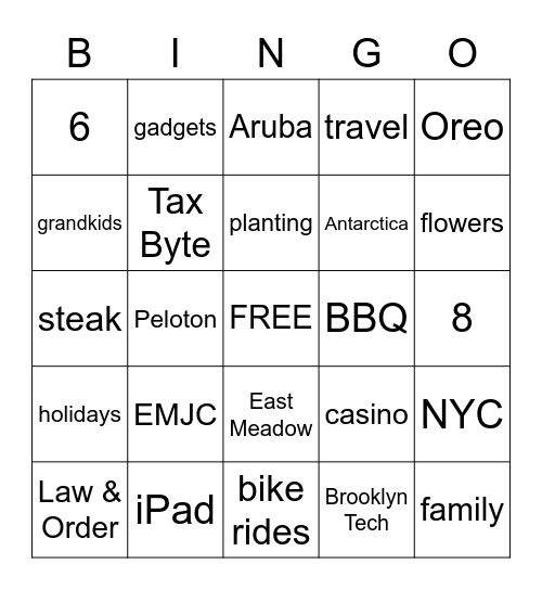 Happy 70th Bingo Card