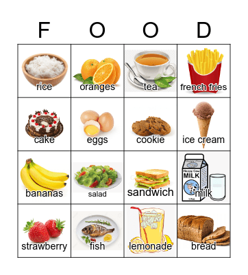 Food Bingo Card