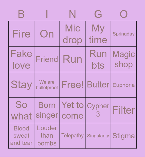 Affu Bingo Card