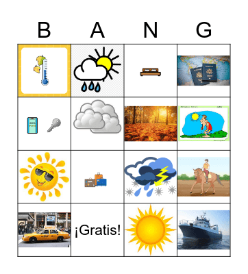 Spanish weather and vacation Bingo Card