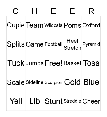 Cheer BINGO Card