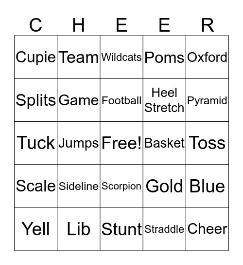 Cheer BINGO Card