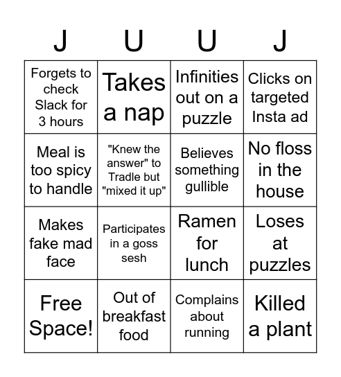 Julietta Bingo Card