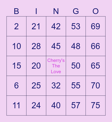 Cherry's The Love Bingo Card