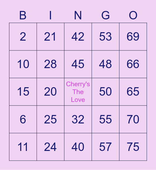 Cherry's The Love Bingo Card