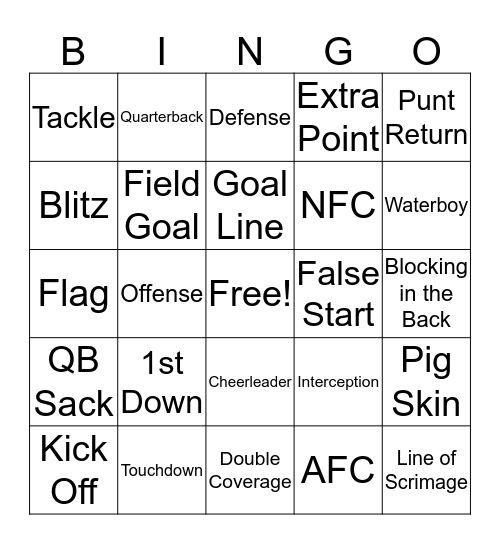 MNF BINGO Card