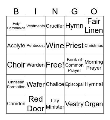 Trinity Church Bingo Card
