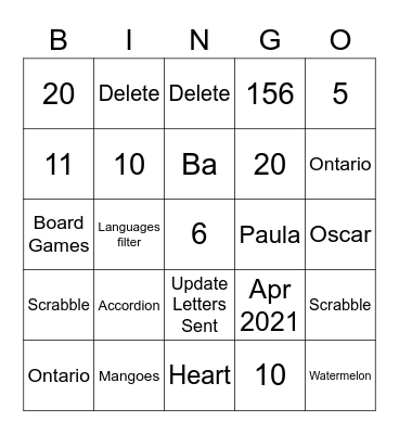 LAI Bingo Bonanza Bingo Card