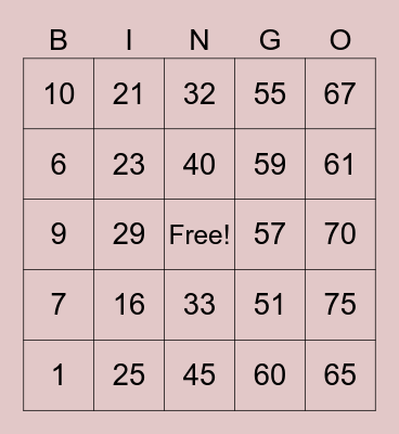 Maureen's Bingo Card