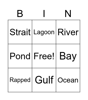 Bodies of Water Bingo Card