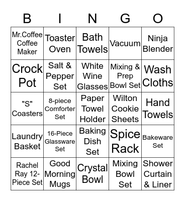 Anna's Gift Bingo Card