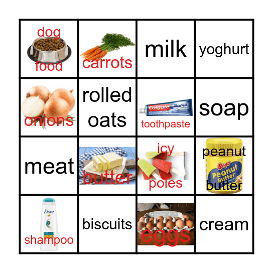 SHOPPING  BINGO Card