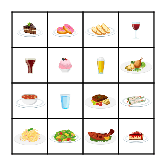 Restaurant Bingo Card
