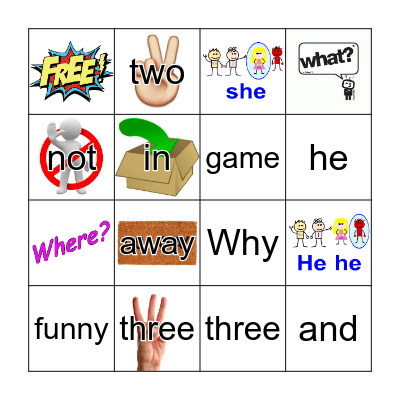 Sight Words Bingo Card