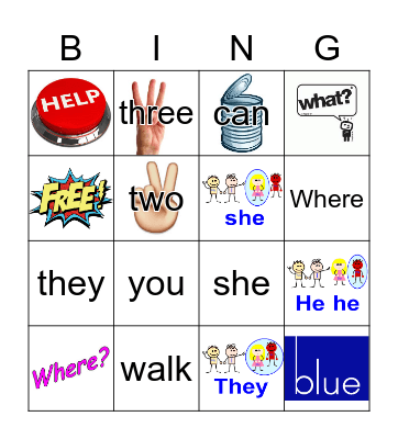 Sight Words Bingo Card