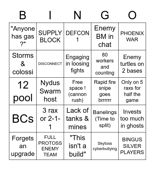 Pokill's teamgames experience Bingo Card