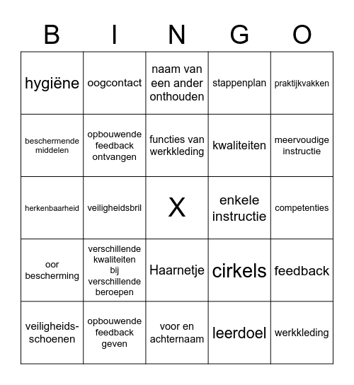 Fase 1 leerdoelen bingo Card