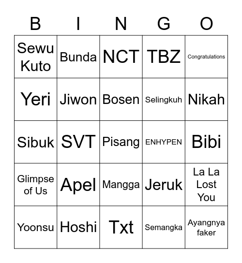 DOHYUNeit Bingo Card