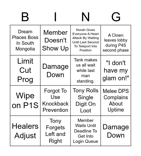 Static Bingo Card