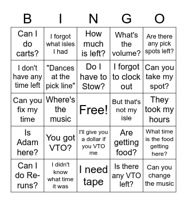 Things AAs Say Bingo Card