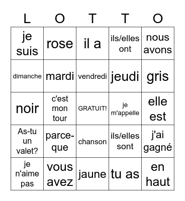 LOTTO juin 2022 Bingo Card