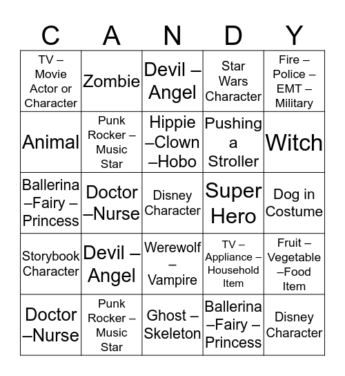 TRICK or TREATERS! Bingo Card