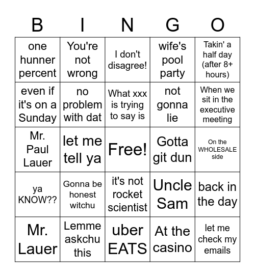 Paulisms Bingo Card
