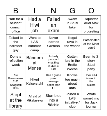 LAS Berlin Reunion 2022 Bingo Card