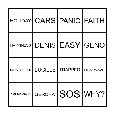 One Word Bingo Card
