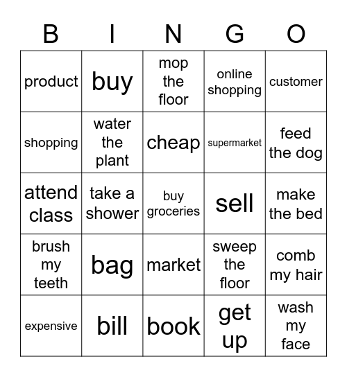 shopping and daily life Bingo Card