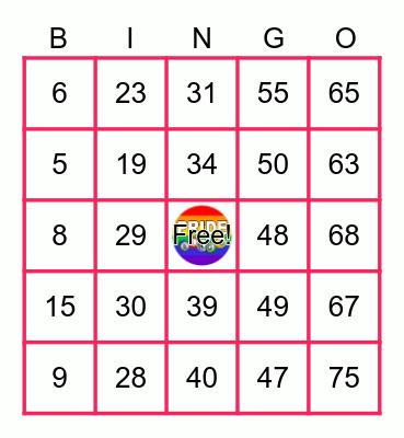 PRIDE BINGO June 2022 Bingo Card