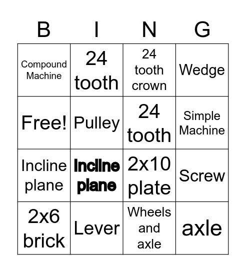 Lego Lingo! Bingo Card