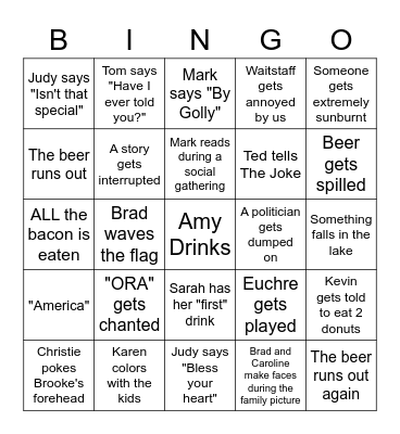Reunion Bingo Card