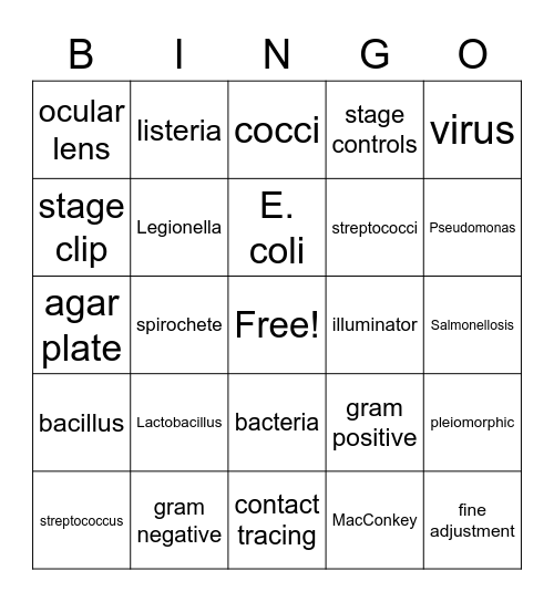 Microbiology Bingo Card