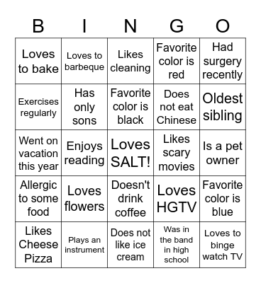 Women Fellowship Bingo Card